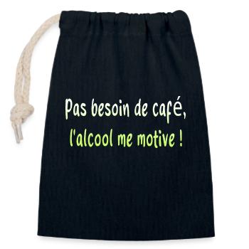 papa humour blague raisin fermenté drôle - Sac cadeau en coton avec cordon (14 x 20 cm) - bleu marine - Devant