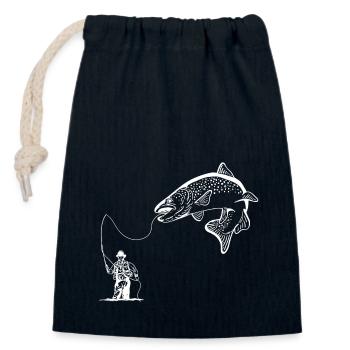 Fishing Anglers - Closable cotton gift bag (14x20cm) - navy - Front