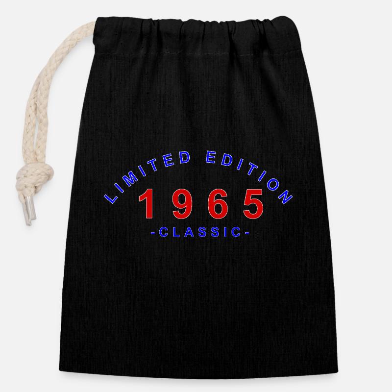 1965, édition limitée - Sac cadeau en coton avec cordon (14 x 20 cm) - noir