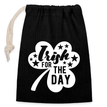 Irish for a day - Shamrock - Ireland - Closable cotton gift bag (14x20cm) - black - Front