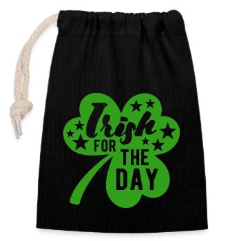 Irish for the day - Shamrock - Ireland - Closable cotton gift bag (14x20cm) - black - Front