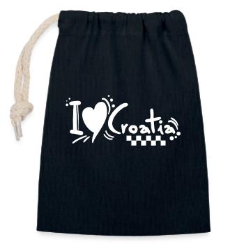 croatia hrvatska croatia hrv hr adria tourism sea - Closable cotton gift bag (14x20cm) - navy - Front