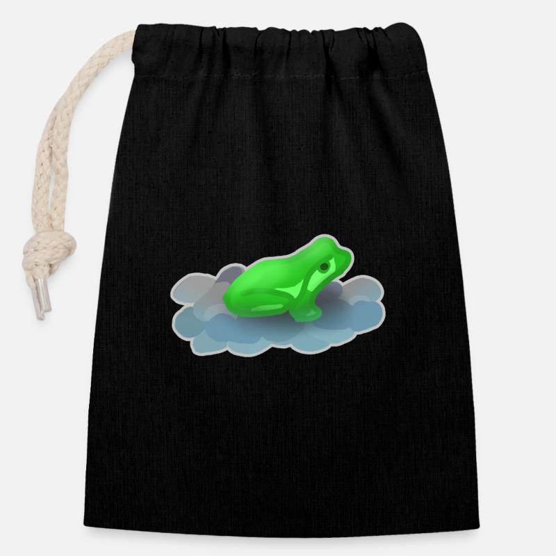 Frog - Closable cotton gift bag (14x20cm) - black