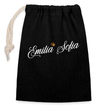 Emilia Name für Frauen Kinder Kleinkinder - Emilia - Verschließbarer Geschenkbeutel aus Baumwolle (14x20cm) - Schwarz - Vorne