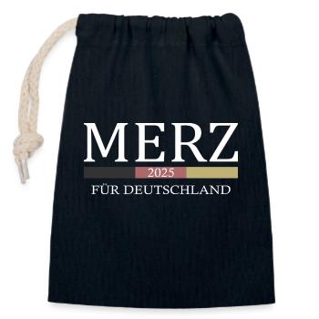 Merz für Deutschland 2025 - Verschließbarer Geschenkbeutel aus Baumwolle (14x20cm) - Navy - Vorne