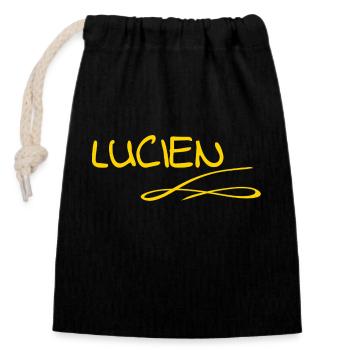 Vorname Lucien - Verschließbarer Geschenkbeutel aus Baumwolle (14x20cm) - Schwarz - Vorne