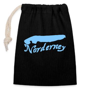 Norderney Tattoo - Closable cotton gift bag (14x20cm) - black - Front