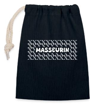 Masseurin - Verschließbarer Geschenkbeutel aus Baumwolle (14x20cm) - Navy - Vorne