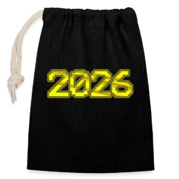2026 - Sac cadeau en coton avec cordon (14 x 20 cm) - noir - Devant