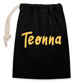 Teonna - Closable cotton gift bag (14x20cm) - black - Front