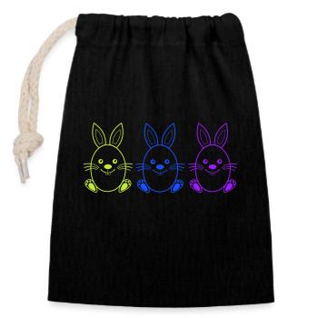 osterhase 3 - Verschließbarer Geschenkbeutel aus Baumwolle (14x20cm) - Schwarz - Vorne