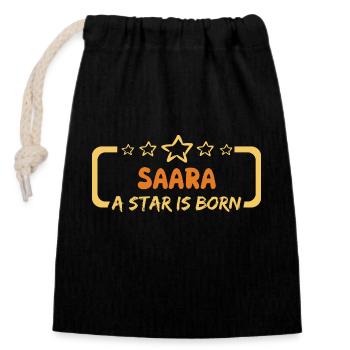 Hero Saara - Closable cotton gift bag (14x20cm) - black - Front