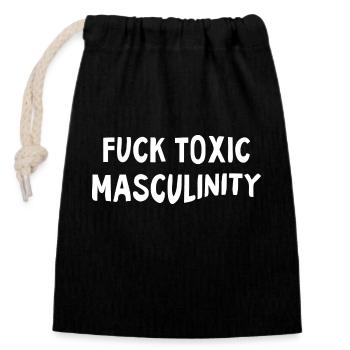 Feminism Saying Gift Vintage Emancipation - Closable cotton gift bag (14x20cm) - black - Front