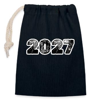 2027 - Sac cadeau en coton avec cordon (14 x 20 cm) - bleu marine - Devant