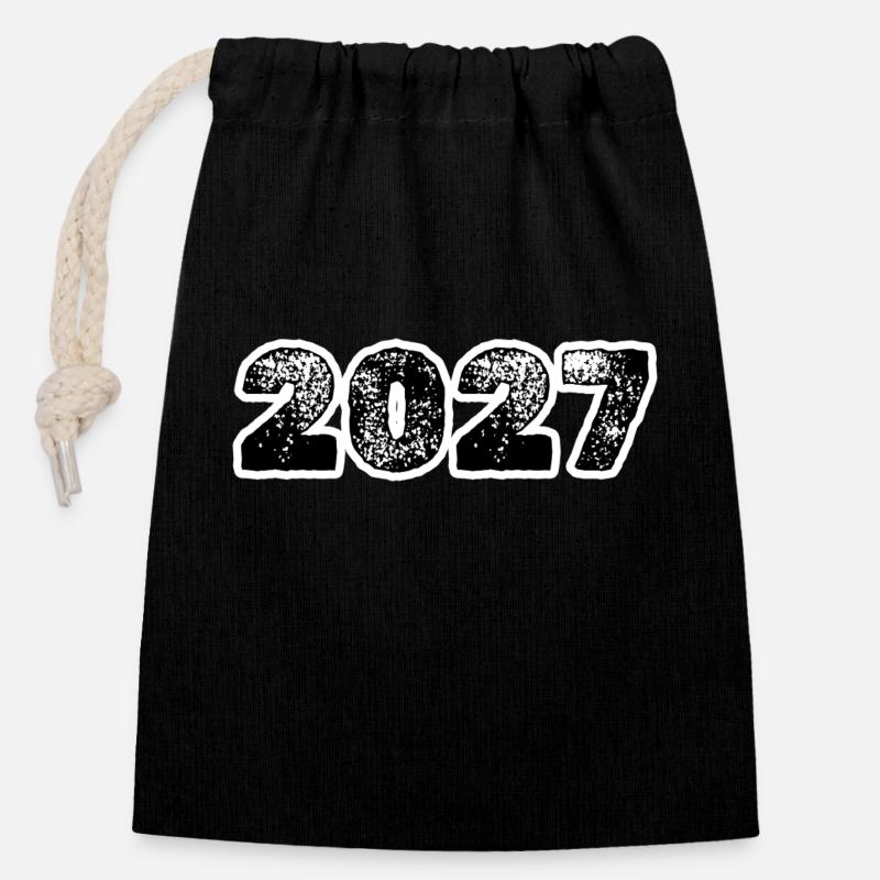 2027 - Sac cadeau en coton avec cordon (14 x 20 cm) - noir