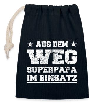 Aus dem Weg Superpapa im Einsatz Design - Verschließbarer Geschenkbeutel aus Baumwolle (14x20cm) - Navy - Vorne