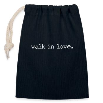 Marcher dans l’amour - l’amour - dans l’amour - Sac cadeau en coton avec cordon (14 x 20 cm) - bleu marine - Devant