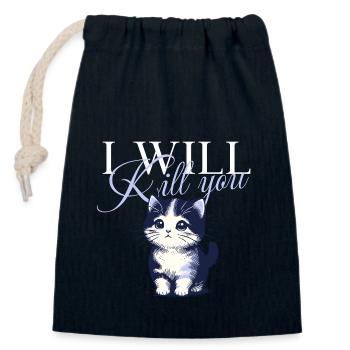 I will kill you cat - Closable cotton gift bag (14x20cm) - navy - Front