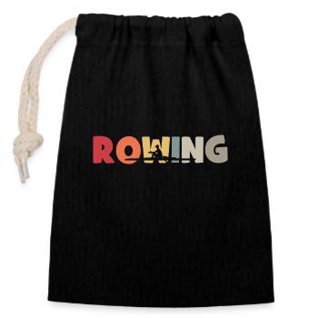 Rowing - Rudern - Ruderer - Ruderin - Aviron - Verschließbarer Geschenkbeutel aus Baumwolle (14x20cm) - Schwarz - Vorne