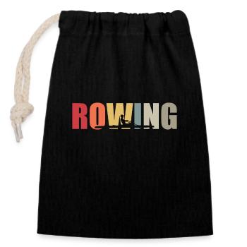 Rowing - Rudern - Ruderer - Ruderin - Aviron - Verschließbarer Geschenkbeutel aus Baumwolle (14x20cm) - Schwarz - Vorne