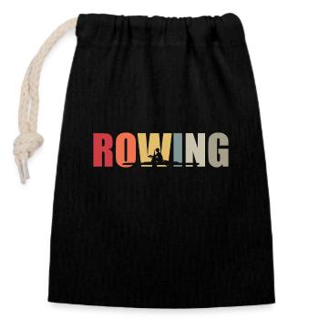 Rowing - Rudern - Ruderer - Ruderin - Aviron - Verschließbarer Geschenkbeutel aus Baumwolle (14x20cm) - Schwarz - Vorne