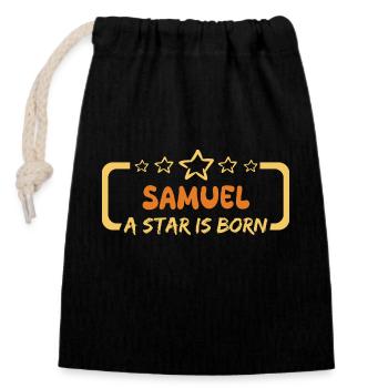 Hero Samuel - Closable cotton gift bag (14x20cm) - black - Front