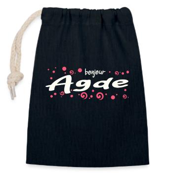 Agde - Closable cotton gift bag (14x20cm) - navy - Front