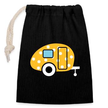 Caravan Ei Punkte Wohnwagen Dots Camper Camping - Verschließbarer Geschenkbeutel aus Baumwolle (14x20cm) - Schwarz - Vorne