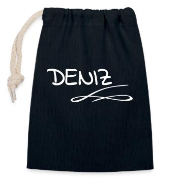 Deniz as a given name - Closable cotton gift bag (14x20cm) - navy - Front
