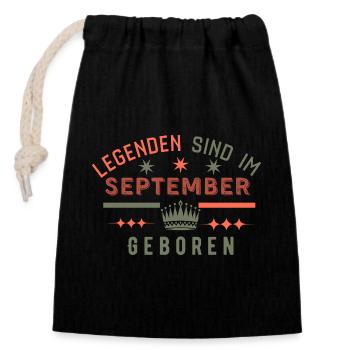 Les légendes naissent en septembre - Anniversaire - Sac cadeau en coton avec cordon (14 x 20 cm) - noir - Devant