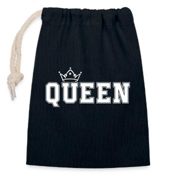 queen - Closable cotton gift bag (14x20cm) - navy - Front