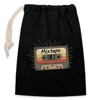 Retro Mixtape Kassette - Verschließbarer Geschenkbeutel aus Baumwolle (14x20cm) - Schwarz - Vorne