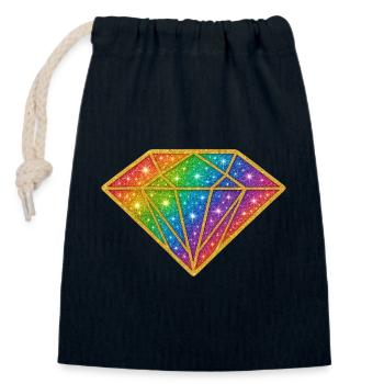 Regenbogen Diamant Glitzer - Verschließbarer Geschenkbeutel aus Baumwolle (14x20cm) - Navy - Vorne
