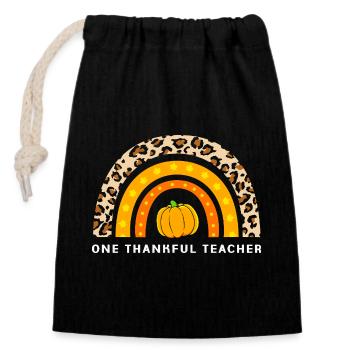 Thanksgiving Enseignant Enseignant - Sac cadeau en coton avec cordon (14 x 20 cm) - noir - Devant