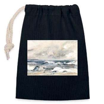 Wave dance at the edge of the sea - Closable cotton gift bag (14x20cm) - navy - Front