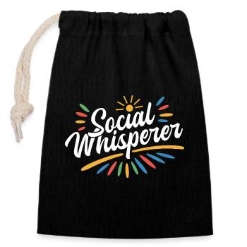 Citation d’un travailleur social Chuchoteur social Travail social - Sac cadeau en coton avec cordon (14 x 20 cm) - noir - Devant