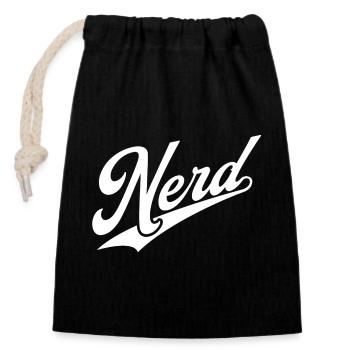 NERDY forever - NERD retro white - Closable cotton gift bag (14x20cm) - black - Front
