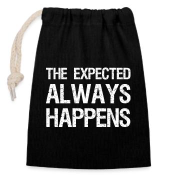 the expected always happens - Closable cotton gift bag (14x20cm) - black - Front