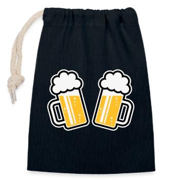2 chopes de bière Santé ! Santé ! (Chopes de bière 3C) - Sac cadeau en coton avec cordon (14 x 20 cm) - bleu marine - Devant