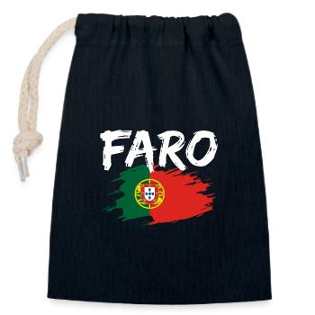 Faro Portugal Flag - Closable cotton gift bag (14x20cm) - navy - Front