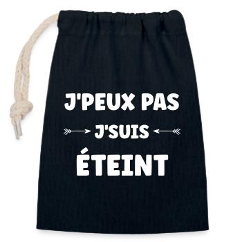 J'peux pas j'suis éteint - Sac cadeau en coton avec cordon (14 x 20 cm) - bleu marine - Devant