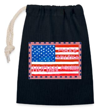 MAKE_AMERICA_HUMAN_AGAIN-_A5 - Verschließbarer Geschenkbeutel aus Baumwolle (14x20cm) - Navy - Vorne