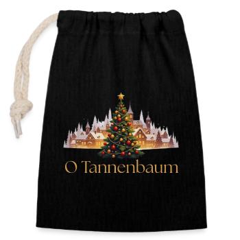 Tannenbaum - Verschließbarer Geschenkbeutel aus Baumwolle (14x20cm) - Schwarz - Vorne