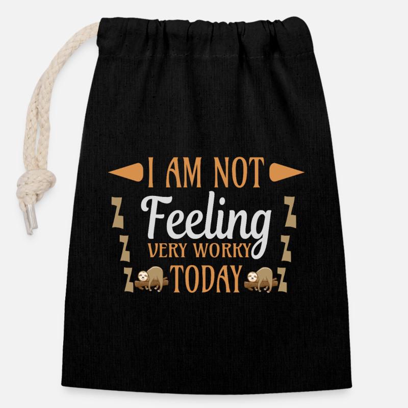 Not feeling workly sloth - Closable cotton gift bag (14x20cm) - black