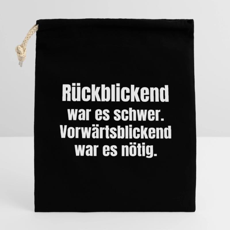 Difficult in retrospect, necessary forward Closable cotton gift bag (14x20cm)