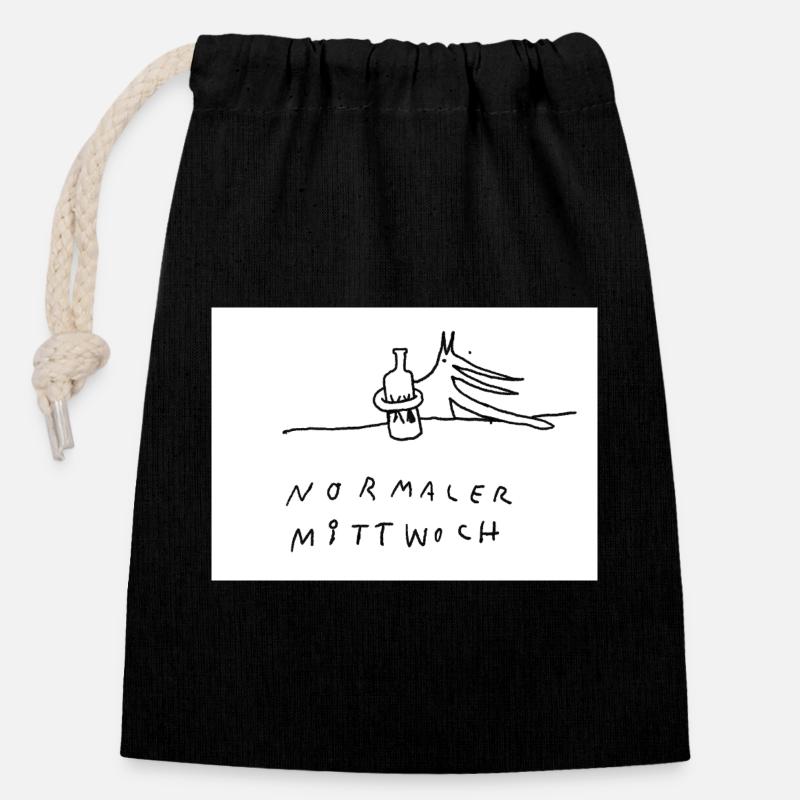 normaler_Mittwoch - Closable cotton gift bag (14x20cm) - black
