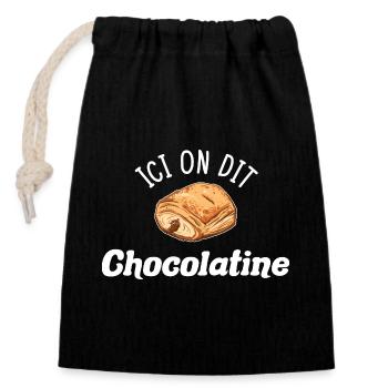 Chocolatine Humour Pain au Chocolat South West - Closable cotton gift bag (14x20cm) - black - Front
