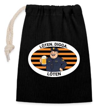 Soldering Digga Police Cartoon - Closable cotton gift bag (14x20cm) - black - Front