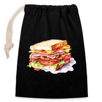  Sandwich Illustration - Verschließbarer Geschenkbeutel aus Baumwolle (14x20cm) - Schwarz - Vorne