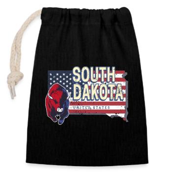 South Dakota Vereinigte Staaten Vintage Souvenir - Verschließbarer Geschenkbeutel aus Baumwolle (14x20cm) - Schwarz - Vorne
